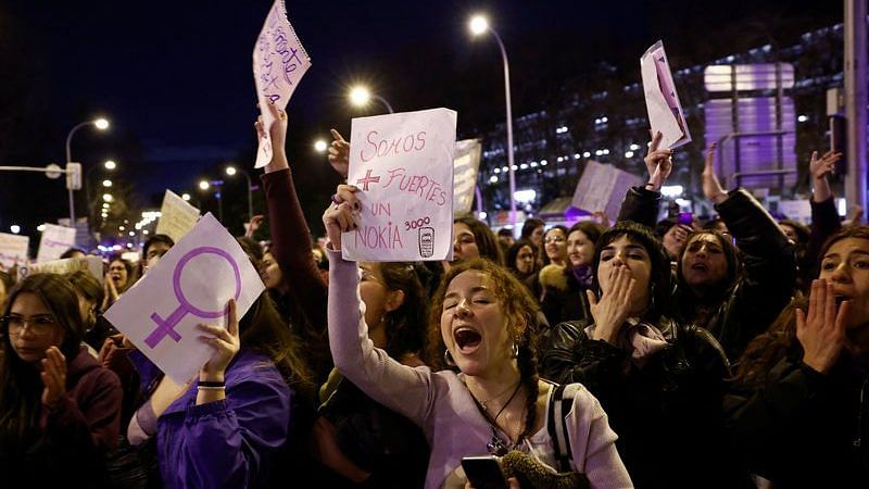 People take part in a protest to mark International Women's Day in Madrid, Spain on 8 March, 2023 | Reuters
