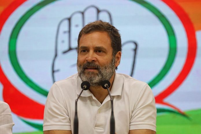 Congress leader Rahul Gandhi addresses a press conference in New Delhi on 16 March 2023 | Photo: Manisha Mondal | ThePrint