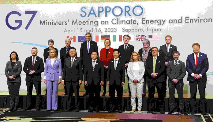 Japan's Minister of Economy, Trade and Industry Yasutoshi Nishimura, Environment Minister Akihiro Nishimura and other delegates attend the photo session of G7 Ministers' Meeting on Climate, Energy and Environment in Sapporo, Japan | Reuters