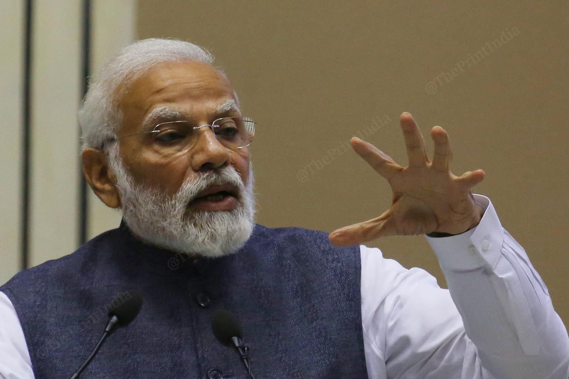 PM Narendra Modi during the event at Vigyan Bhawan | Praveen Jain | ThePrint