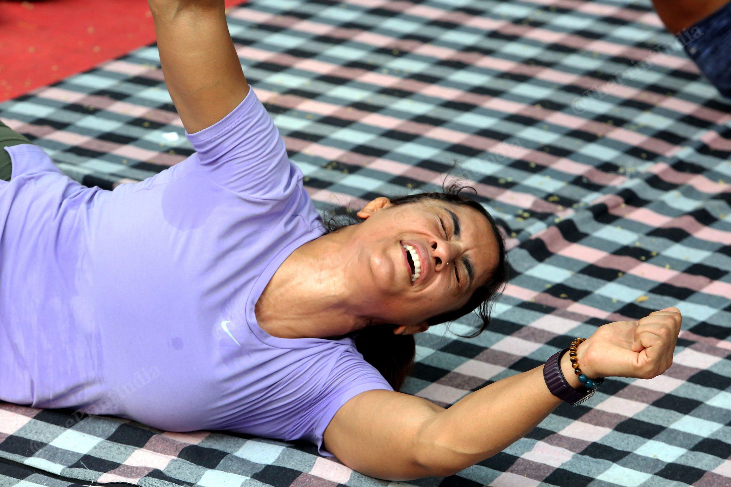 Vinesh Phogat during training at protest site | Praveen Jain | ThePrint