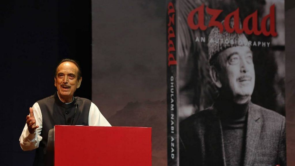 Democratic Azad Party president Ghulam Nabi Azad at the launch of his autobiography in Delhi Wednesday | Suraj Singh Bisht | ThePrint
