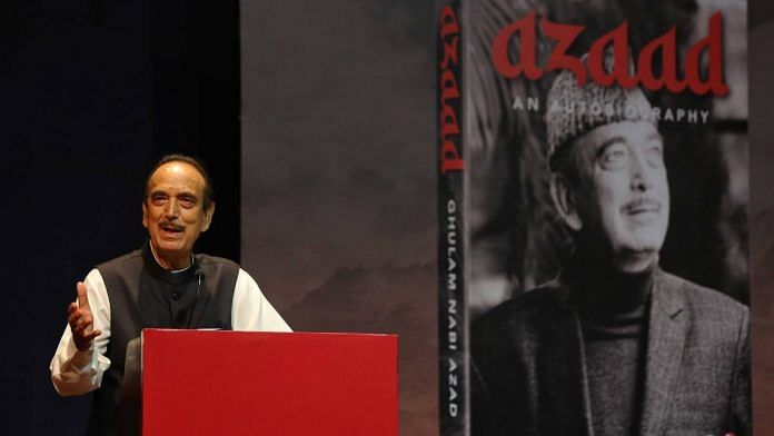 Democratic Azad Party president Ghulam Nabi Azad at the launch of his autobiography in Delhi Wednesday | Suraj Singh Bisht | ThePrint