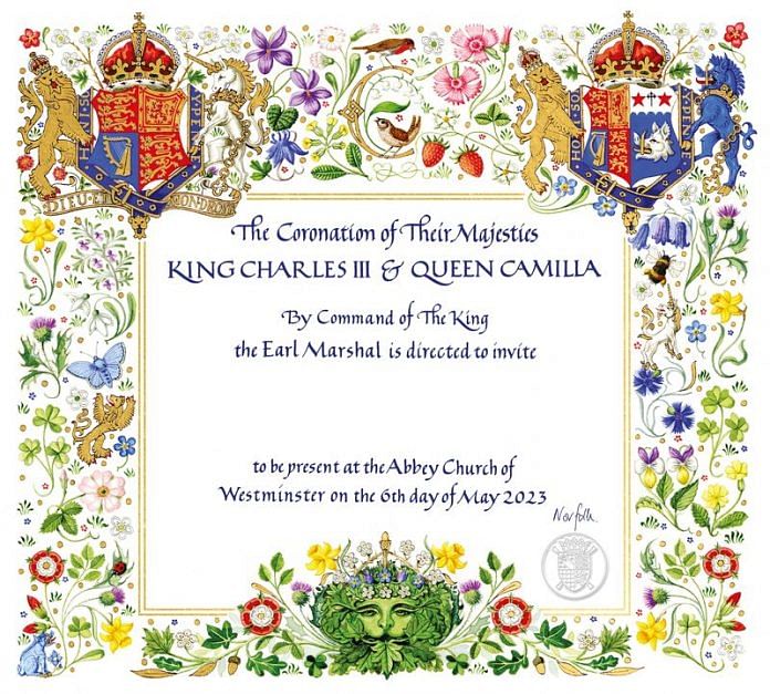 The invitation for the Coronation of Britain's King Charles III is seen in this undated handout image | Buckingham Palace/Handout via Reuters