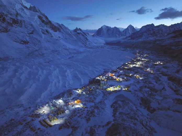 A general view of the Everest base camp taken from a drone, in Nepal on 24 April 2023 | Photo: REUTERS/Pasang Rinzee Sherpa