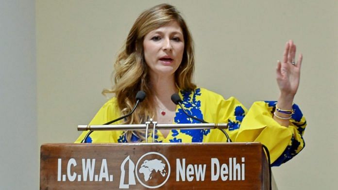 Ukraine’s First Dy Foreign Minister Emine Dzhaparova at event hosted by ICWA in Delhi Tuesday | ANI