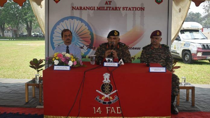 Eastern Command chief Lt Gen RP Kalita at Narangi military station Saturday | Karishma Hasnat | ThePrint
