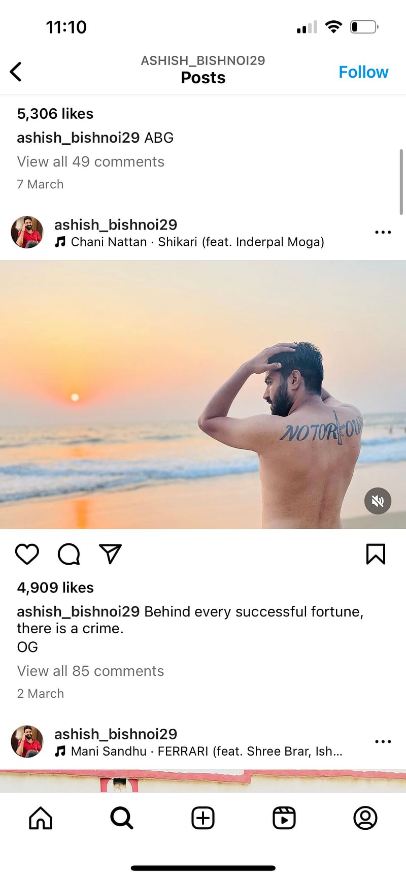 Ashish Bishnoi flaunting his Notorious tattoo | Jyoti Yadav, ThePrint
