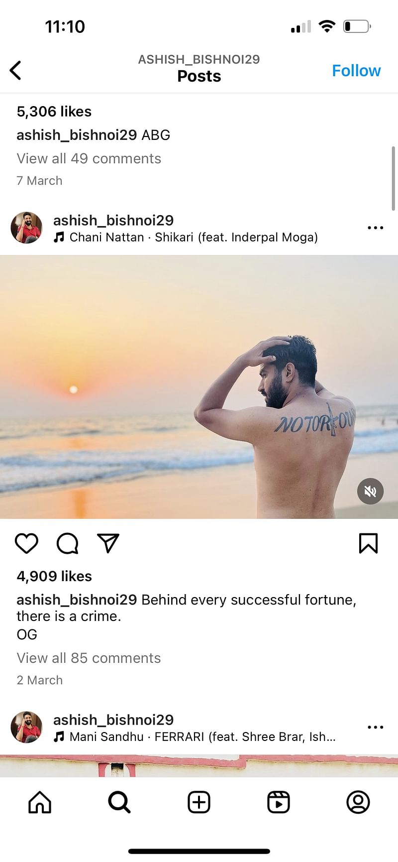 Ashish Bishnoi flaunting his Notorious tattoo | Jyoti Yadav, ThePrint