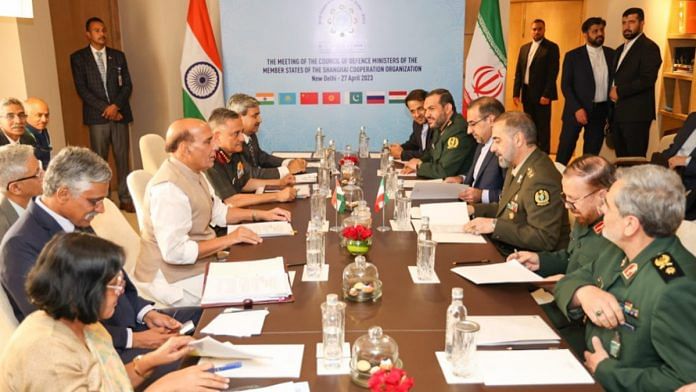 Defence minister Rajnath Singh with Iranian counterpart in Delhi Thursday | Twitter @rajnathsingh