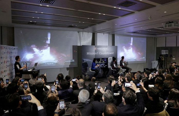 Officials of ispace Inc's HAKUTO-R mission during the launch of a SpaceX Falcon 9 rocket for ispace at Cape Canaveral Space Force Station, in Tokyo| File Photo: Kyodo via REUTERS