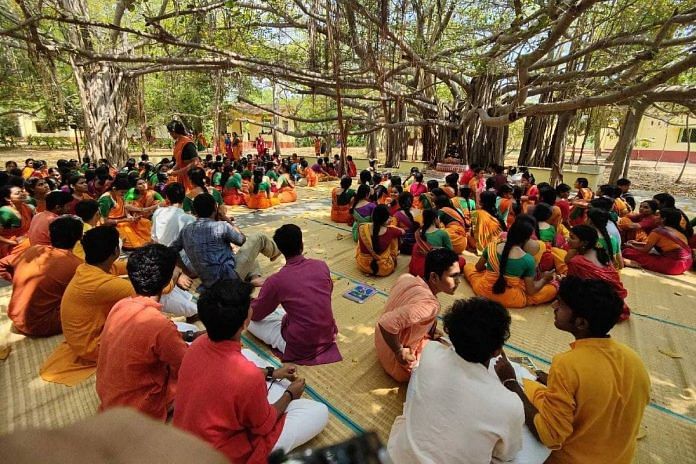 File photo of protests by students at the Kalashetra Foundation, Chennai