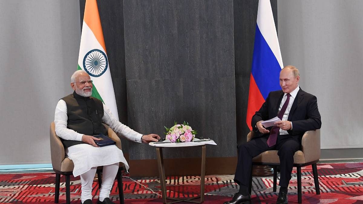 Премьер-министр Нарендра Моди с президентом России Владимиром Путиным  Фото: Твиттер/@narendramodi