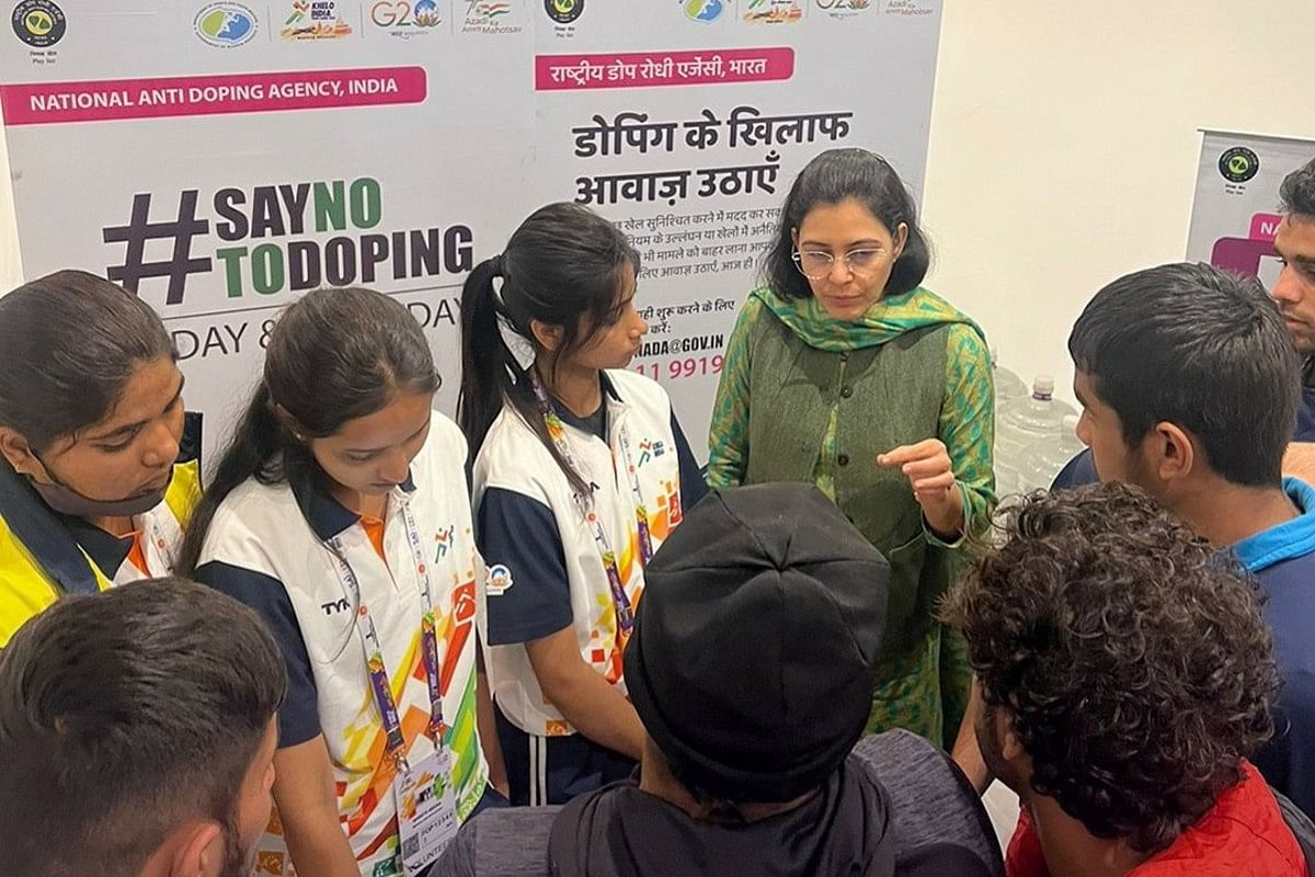 NADA DG Ritu Sain during an anti-doping awareness camp at Khelo India, Bhopal | By special arrangement