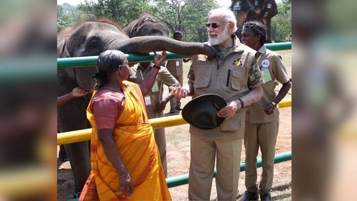 PM Modi posed with Bomman and Bellie couple. He also met the elephant | ANI