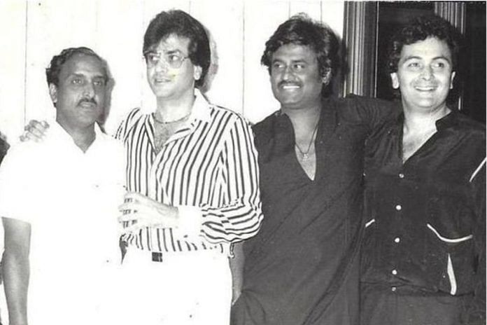 T Rama Rao with Jeetendra, Rajinikanth and Rishi Kapoor (left to right) | Twitter