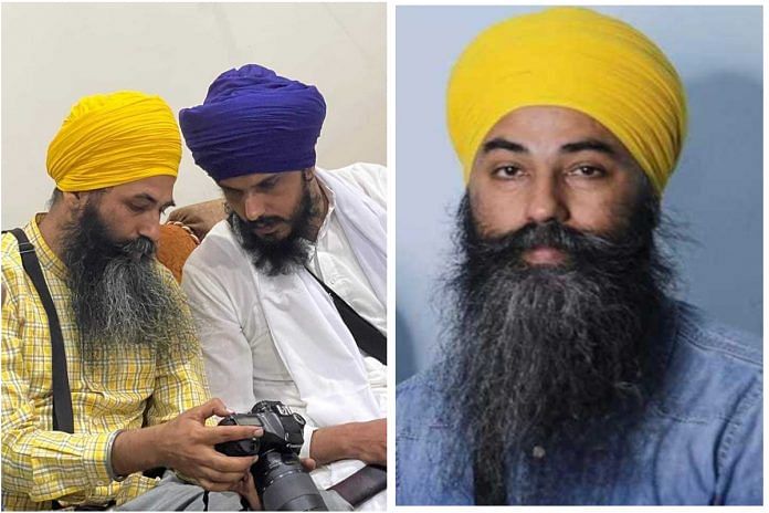 File photo of Papalpreet with Amritpal; Papalpreet in police custody | By special arrangement