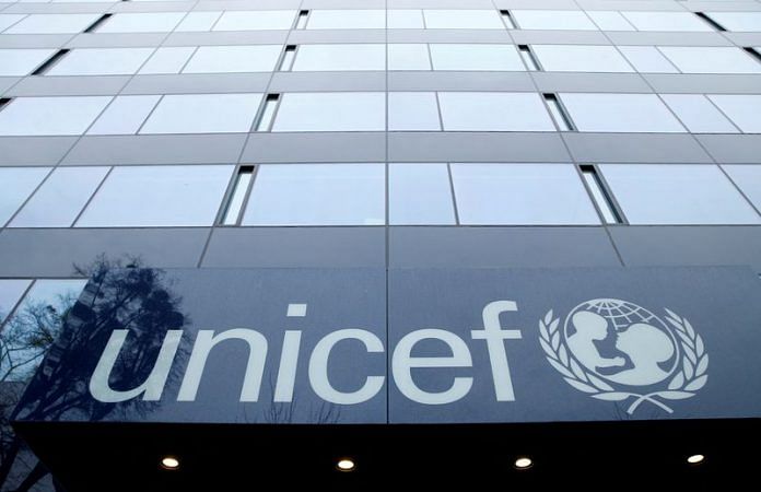 A UNICEF logo is pictured outside their offices in Geneva, Switzerland | Reuters