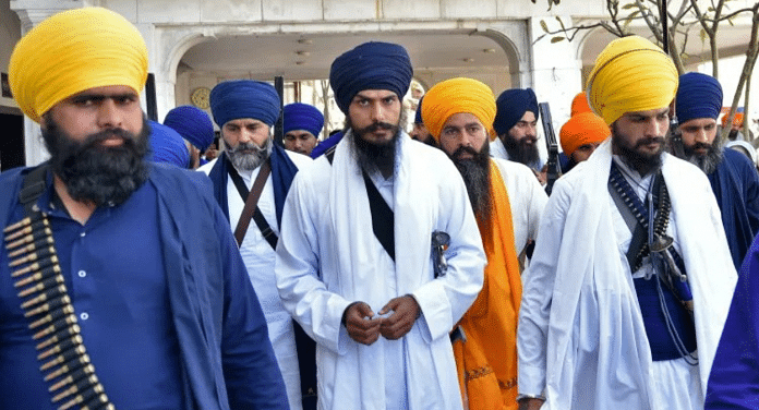 Amritpal Singh leaves the holy Sikh shrine of the Golden Temple along with his supporters, in Amritsar, 3 March, 2023 | Pic: Reuters