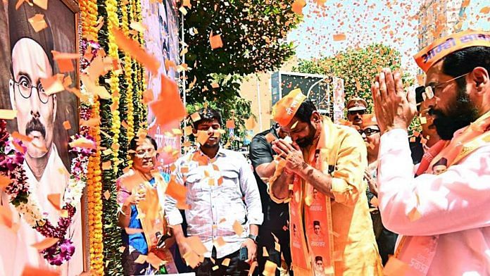 CM Eknath Shinde during 'Savarkar Gaurav Yatra', in Thane on 2 April 2023 | ANI