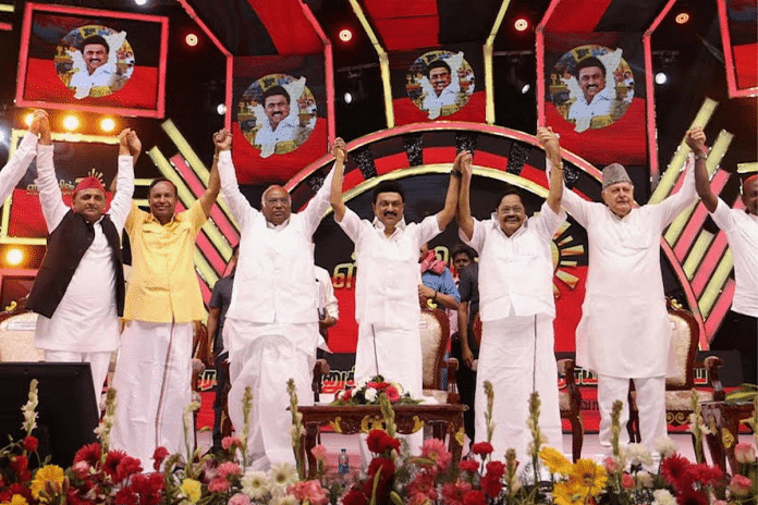 File photo of DMK chief MK Stalin with opposition leaders in Chennai| Photo: Twitter/@mkstalin