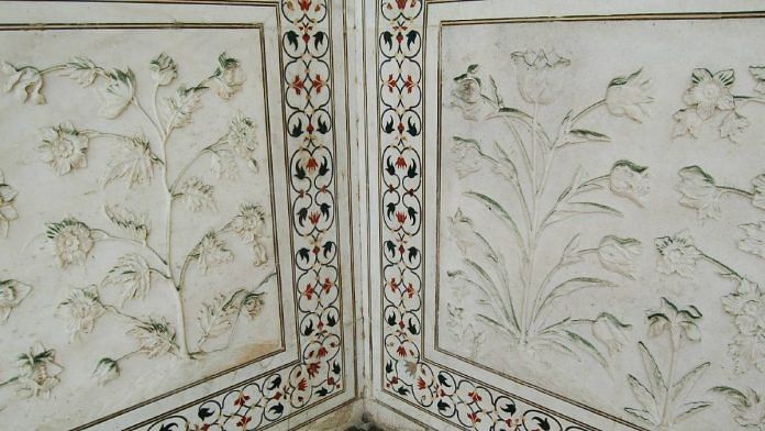 Green deposits on a portion of the Taj Mahal in Agra | Amir Qureshi