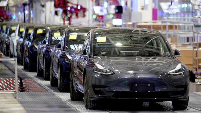 Tesla China-made Model 3 vehicles are seen during a delivery event at its factory in Shanghai | File Photo: Reuters
