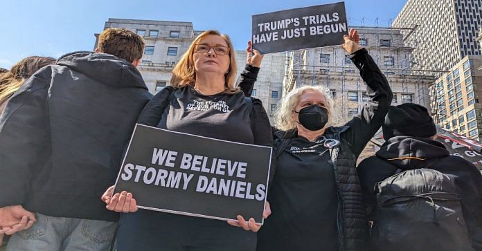 Anti-Trump protesters outside Manhattan Criminal Courts Building in New York | Anisha Dutta | ThePrint