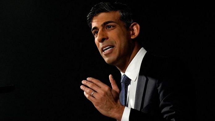 Britain's Prime Minister Rishi Sunak delivers a speech on ending the 