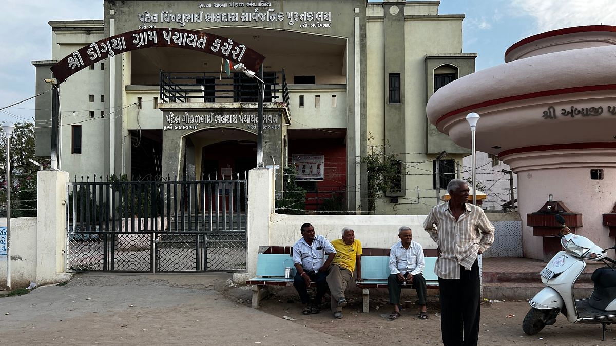 Elderly men outside Dingucha village gram panchayat | special arrangement 