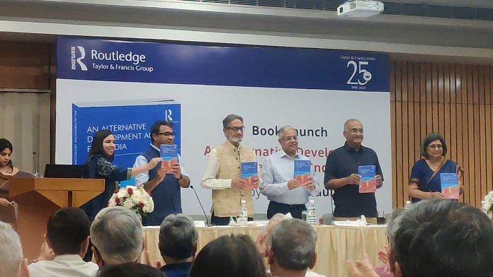 Launch of 'An Alternative Development Agenda for India' by author Sanjay Kaul along with other panelist at India International Centre, New Delhi | Amogh Rohmetra, ThePrint