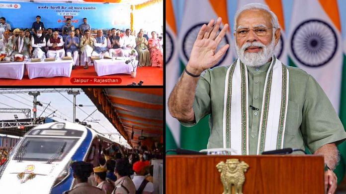 PM Narendra Modi virtually attends the flagging of ceremony of Vande Bharat Express train connecting Ajmer and Delhi Cantt, from New Delhi, Wednesday | PTI Photo