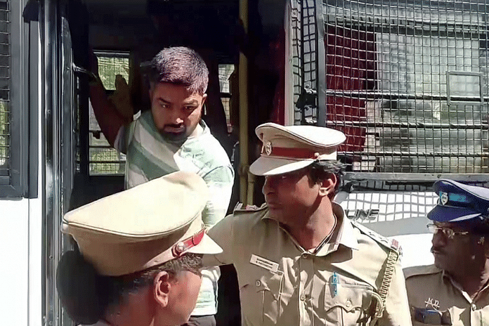 File photo of YouTuber Manish Kashyap in the custody of police in Madurai, Tamil Nadu | ANI