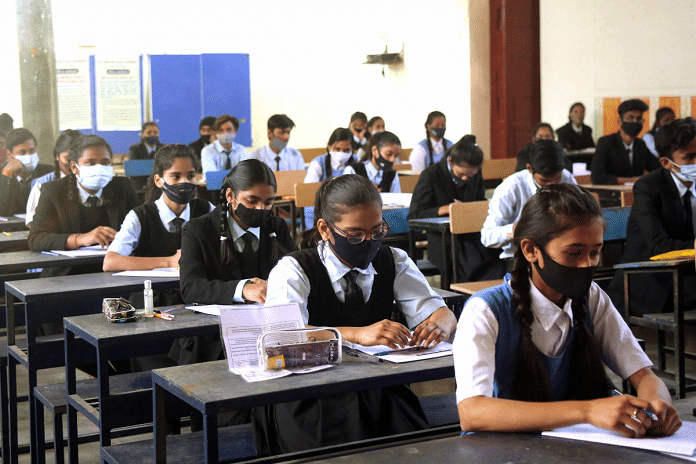 File photo of students appearing in Class 12 Board exams. NCF draft suggests board exams be held twice a year | ANI