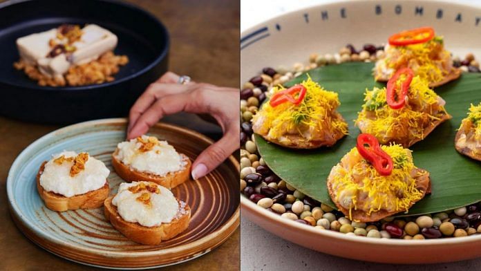 Cheeni malai toast by Comorin (left) and a sea bass papdi chaat by Bombay Canteen | Instagram