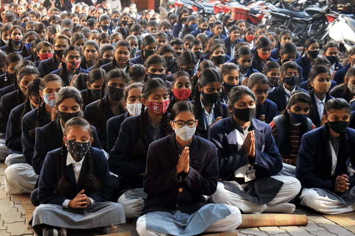 File photo of students at an assembly session in a school in Uttar Pradesh | ANI