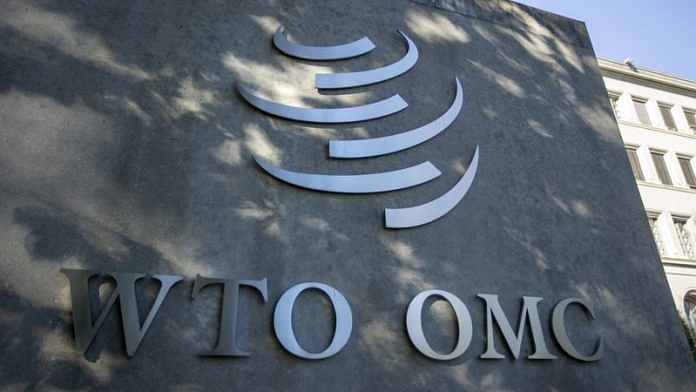 A logo is seen at the World Trade Organization (WTO) headquarters before a news conference in Geneva, Switzerland | File Photo: Reuters