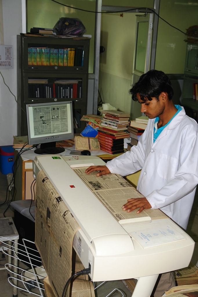 A newspaper being digitised at the Panjab Digital Library | By special arrangement 