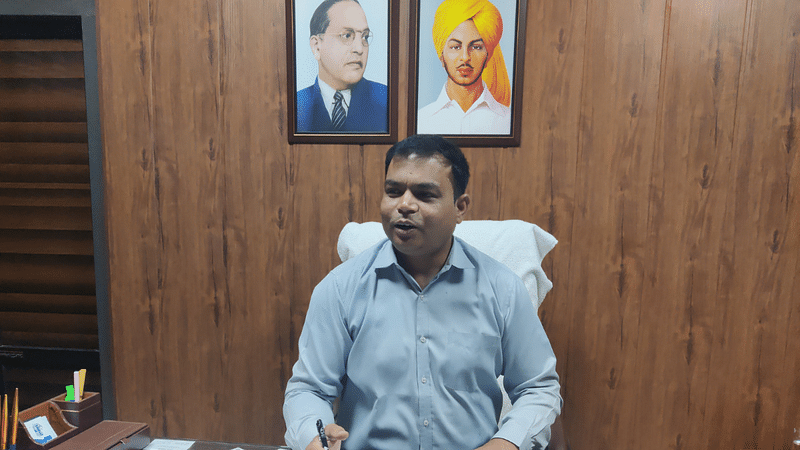 Yugvir Kumar, secretary, market committee, Moga, at his office | Sonal Matharu | ThePrint