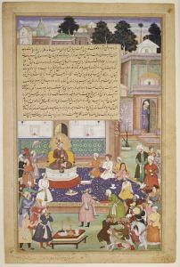 Sultan Bayazid Before Timur (Folio From an Akbarnama (History of Akbar)), Dharam Das, c. 1600, Ink, opaque watercolour, and gold on paper | Image courtesy of The Metropolitan Museum of Art.