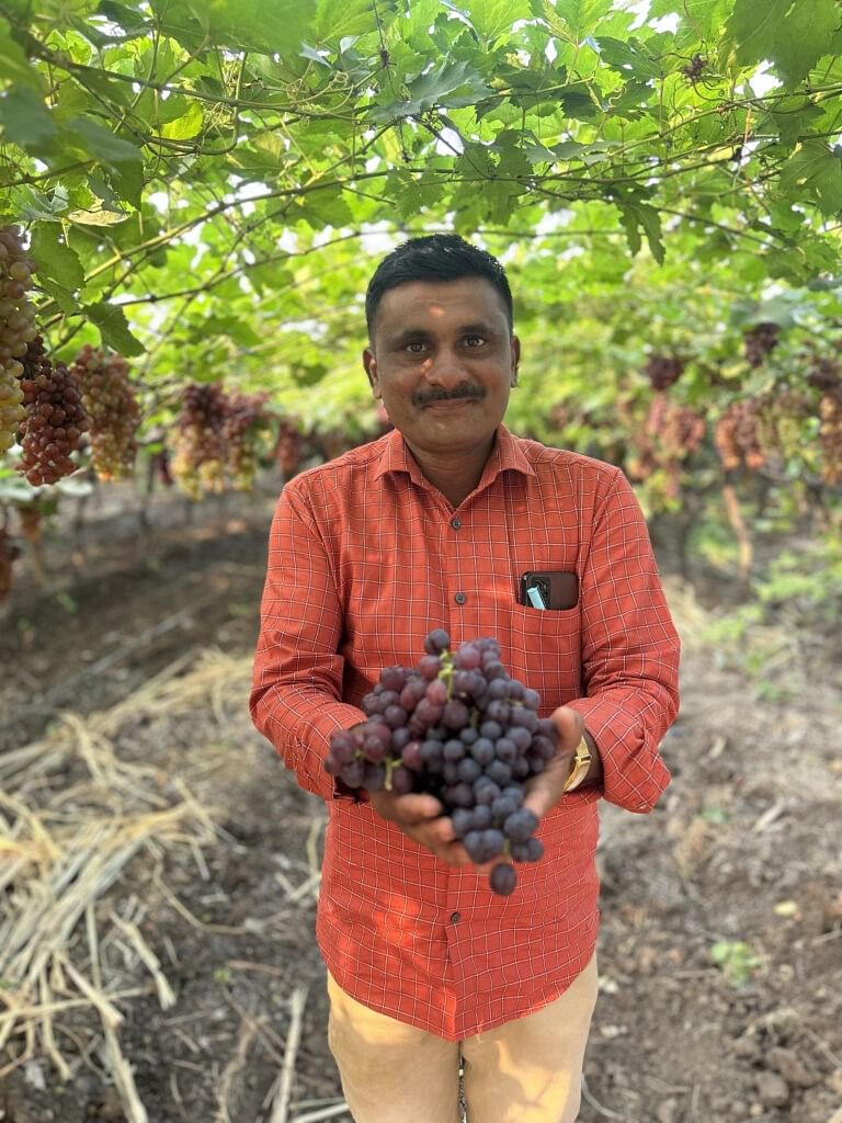 Navnath Athare, a grape exporting farmer in Nashik’s Umberkhed village earns up to Rs 40 lakh from his 10-acre holding| credit: Fehmi Mohammed