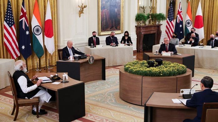 US President Joe Biden hosts a 'Quad nations' meeting with PM Narendra Modi, Australia's PM Scott Morrison and Japan's PM Yoshihide Suga in Washington | Reuters file photo