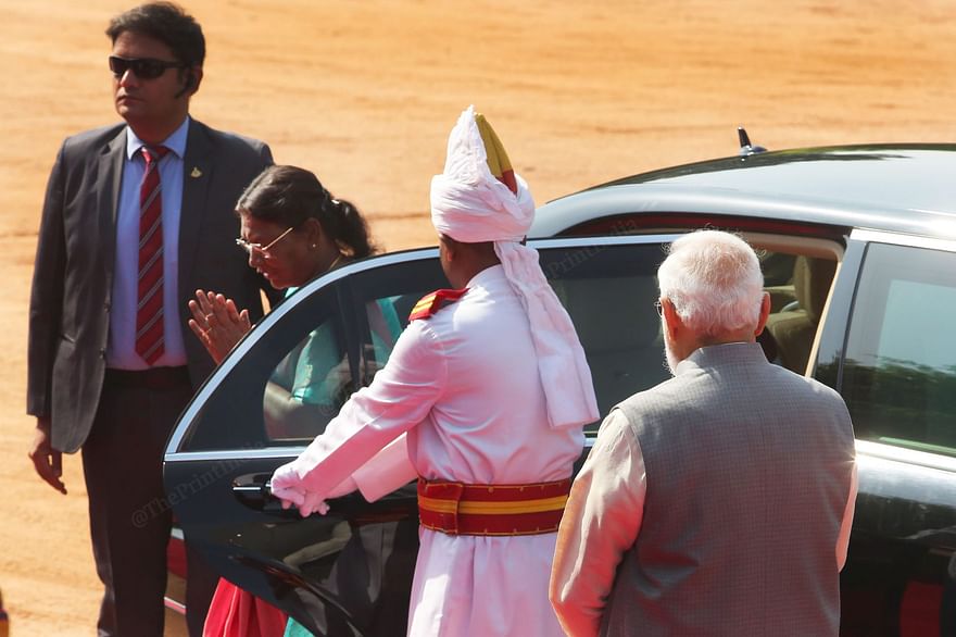 President Droupadi Murmu received by PM Modi at Rashtrapai Bhavan | Photo: Praveen Jain | ThePrint