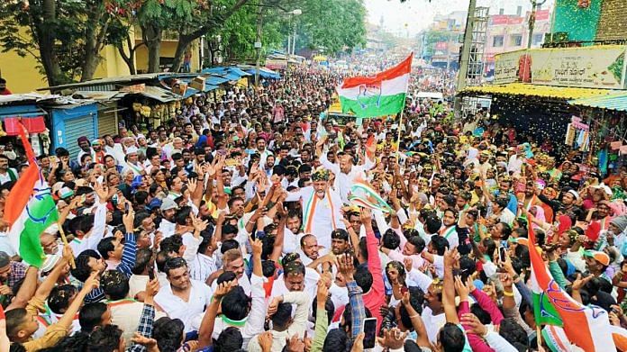 Karnataka Congress chief DK Shivakumar holds a roadshow for the State Assembly elections | ANI file photo