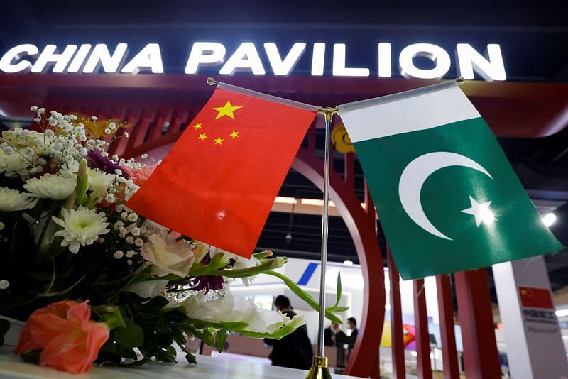 Flags of Pakistan and China are seen at the entrance of the China Pavilion, during the International Defence Exhibition and Seminar "IDEAS 2022" in Karachi, Pakistan in November 2022 | Reuters File Photo