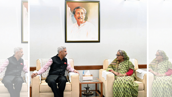 External Affairs Minister S. Jaishankar with Bangladesh Prime Minister Sheikh Hasina in Dhaka on Thursday | ANI