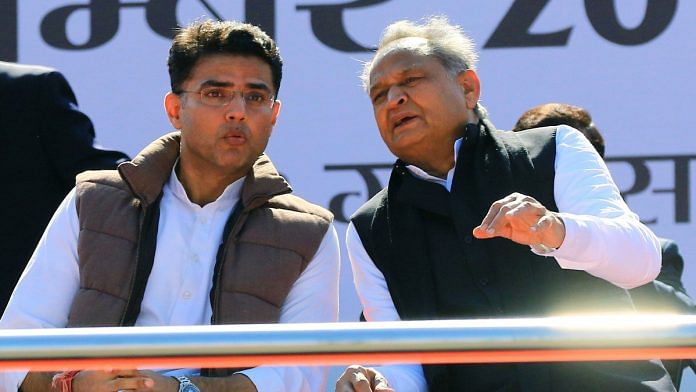 File photo of Sachin Pilot with Rajasthan CM Ashok Gehlot | ANI