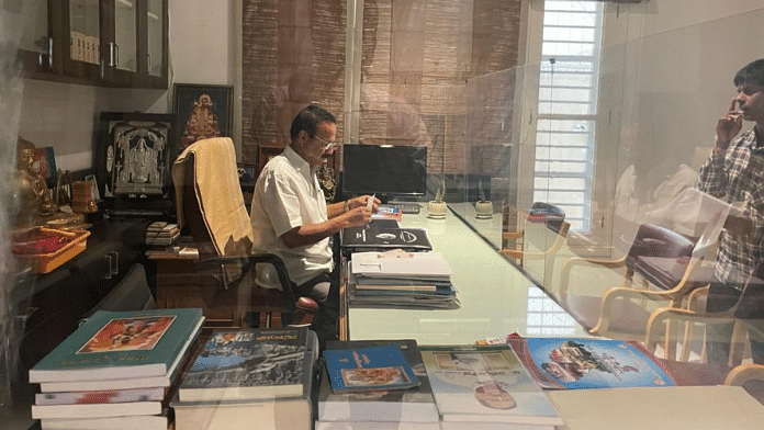 Sadananda Gowda, BJP’s north Bengaluru MP and former Vokkalinga chief minister at his residence in Bengaluru | Shanker Arnimesh | ThePrint
