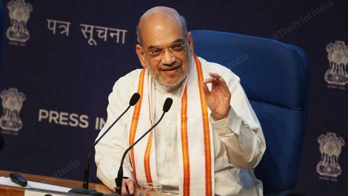 Union Home Minister Amit Shah addresses a press conference at the National Media Centre, New Delhi on 24 May, 2023 | Photo: Praveen Jain/ThePrint