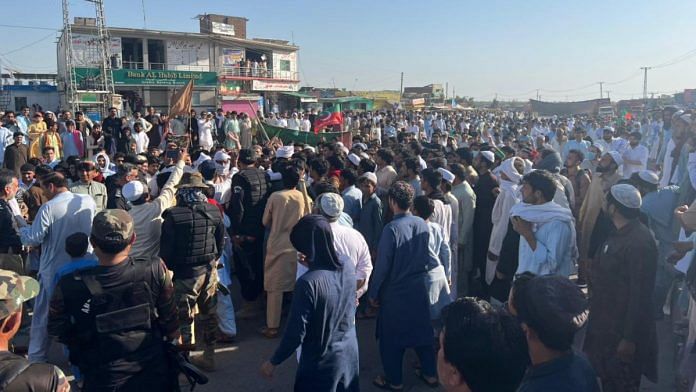 An ongoing protesting at Karak in the Khyber Pakhtunkhwa province of Pakistan | Credit: Twitter/@PTIofficial